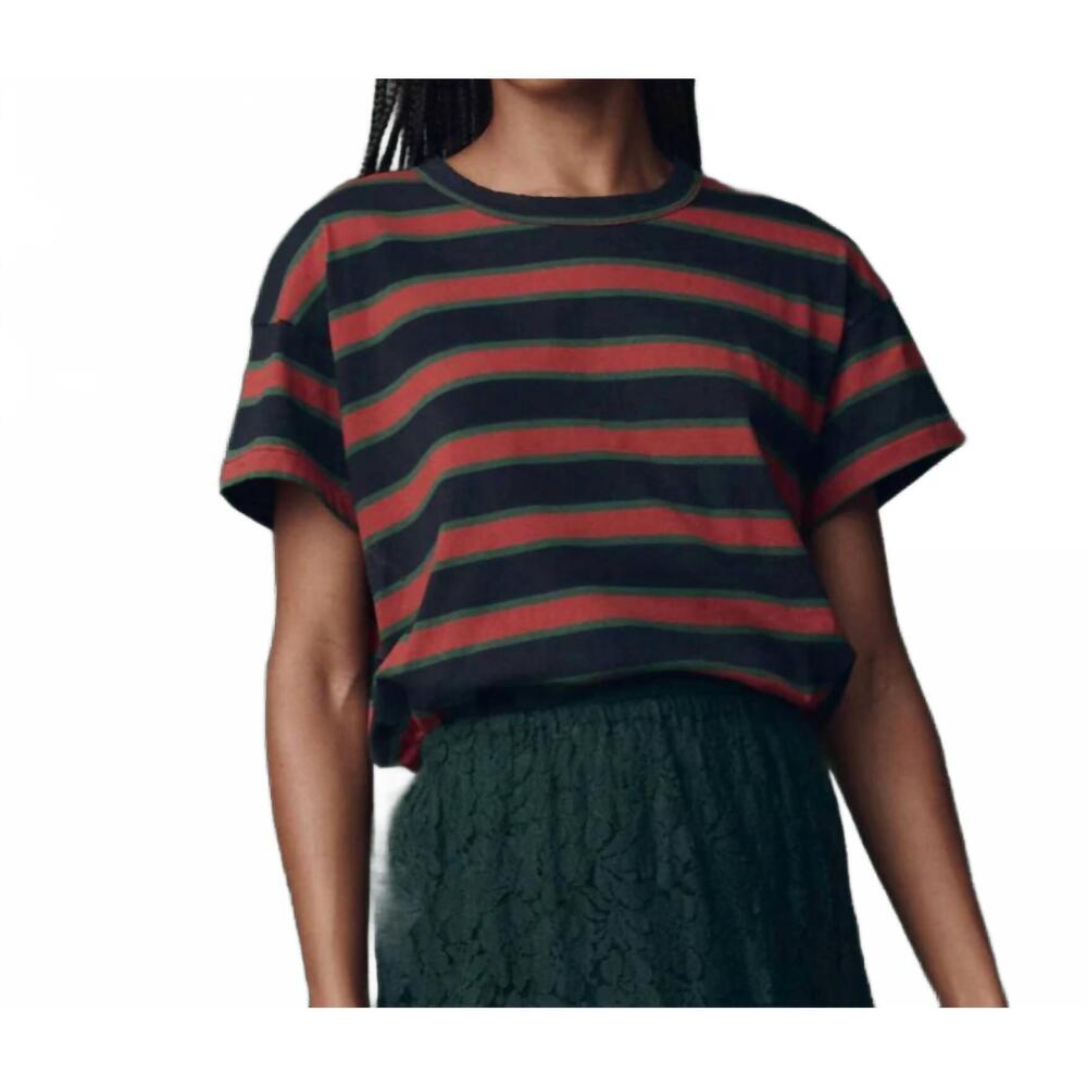 NEW NULL women's the boxy crew the great shirt in black multi